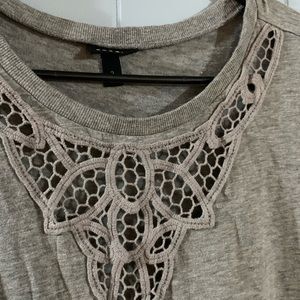 Grey Lace Style Tshirt 2X
